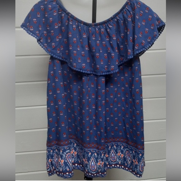 Faded Glory Peasant Tunic Blouse Woman 1X Plus Blue Rayon Paisley Boho
Mt2 - Picture 9 of 11